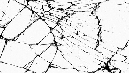 Cracked glass on transparent background. Broken pattern texture,  abstract of cracked. Break windshield glass vector illustration. Black isolated