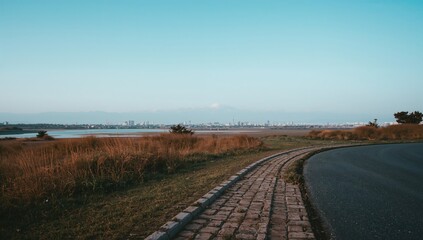 Boundary stones separating the street from the lawn