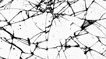 Cracked glass on transparent background. Broken pattern texture,  abstract of cracked. Break windshield glass vector illustration. Black isolated