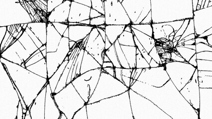 Obraz premium Cracked glass on transparent background. Broken pattern texture, abstract of cracked. Break windshield glass vector illustration. Black isolated