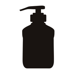 Black Silhouette of a Lotion or Soap Dispenser Bottle with Pump