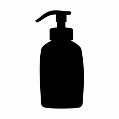 Black silhouette of a lotion or soap bottle with pump dispenser