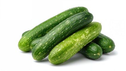 Fresh cucumbers on a plain white backdrop
