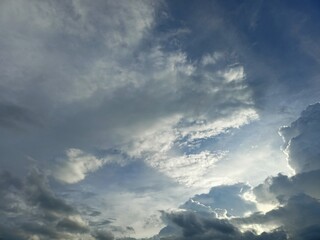Dramatic Cloudy Sky with Sunlight and Dark Storm Clouds