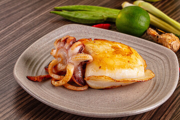 Gourmet roasted whole cuttlefish seafood