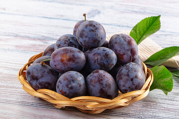 Juicy sweet ripe blue plums