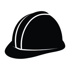 Simple graphic representation of a black safety helmet on a white background