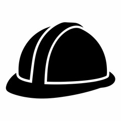 Black and white illustration of a hard hat, a safety helmet
