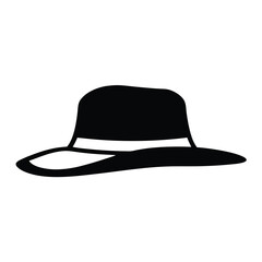 Simple black hat with a white band on a white background