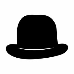 Classic black bowler hat with a rounded crown and curled brim
