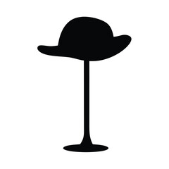 Silhouette of a stylish hat stand with brim and elegant base design