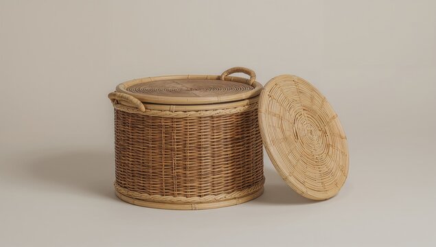 Traditional bamboo basket box with multiple uses
