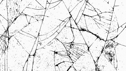 Obraz premium Cracked glass on transparent background. Broken pattern texture, abstract of cracked. Break windshield glass vector illustration. Black isolated
