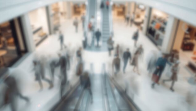 Blurred backdrop of an indoor retail environment or mall space