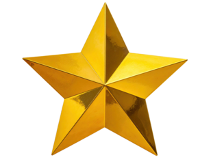 A radiant, golden five-pointed star isolated against a completely black background