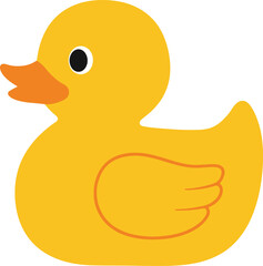 Cute yellow rubber duck toy for bath time fun and playtime adventures for kids of all ages isolated on transparent background