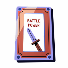 Collectible card with sword icon and battle power display