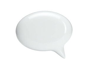 Shiny white oval speech bubble, isolated on black background, glossy surface