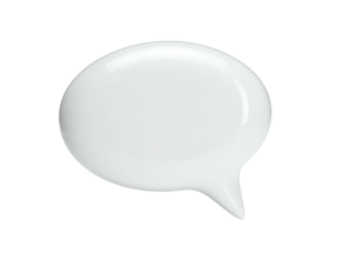 Shiny white oval speech bubble, isolated on black background, glossy surface