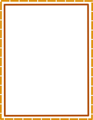 Minimalist orange dashed rectangular frame with empty space for text or photo, with subtle handmade look and clean border for modern layout composition.