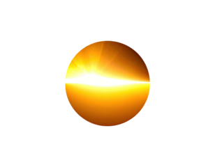 A spherical, radiant form, bursting with light against a stark, black background