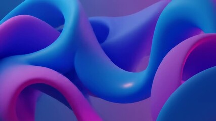 Abstract 3D rendering of interwoven, smoothed tubular forms with gradients of blue, pink, and purple. Soft lighting creates depth - Powered by Adobe