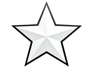 Fototapeta premium A stylized five-pointed star with a gradient white fill and a dark gray outline on black