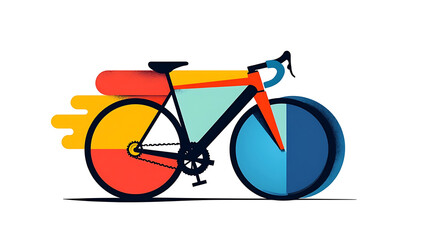 Fototapeta premium Colorful abstract design of bicycle with dynamic shapes and vibrant colors creating sense of motion and energy