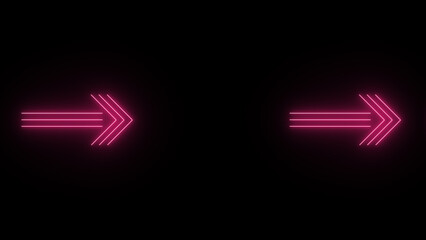Neon glowing Glow Effect Right-Pointing Navigation Symbols illustration on black background.