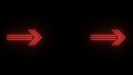 Neon glowing Glow Effect Right-Pointing Navigation Symbols illustration on black background.