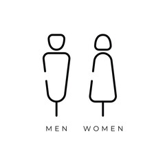 Minimalist symbolic logo of man and woman, perfect for toilet sign, gender icon, or universal male female representation in modern design.