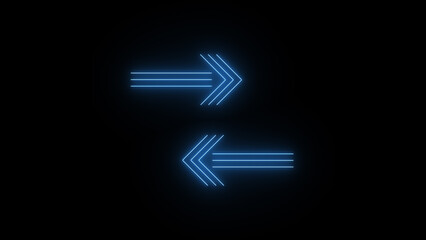 Neon glowing Left and Right Arrows illustration on black background.