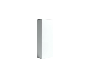 Simple white rectangular object, possibly packaging, isolated against black background