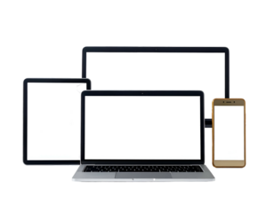 A collection of modern digital devices with blank screens
