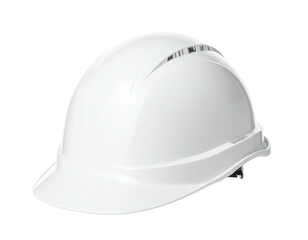 Fototapeta premium A glossy, white construction helmet is depicted, showcasing a protective design