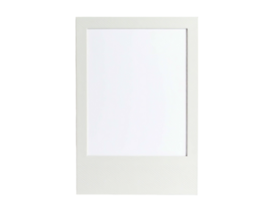 A minimalist instant photograph with a rectangular frame and a clean white central area