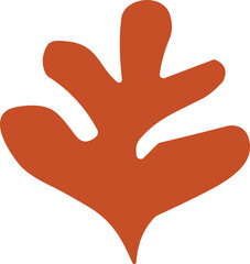 A flat abstract orange leaf shape with rounded edges, designed in a minimal modern retro style