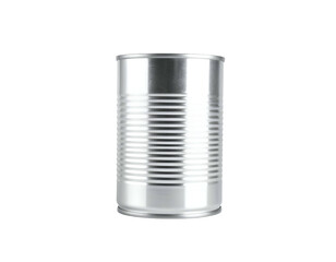 Isolated, vertical metallic food container on a black background