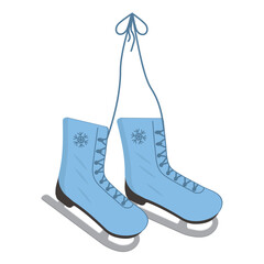 An isolated pair of winter sports shoes for doodle-style speed skating competitions