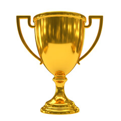 3D Golden Trophy Cup with transparent background 