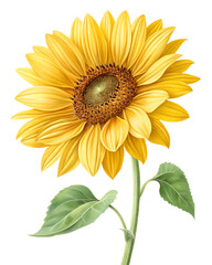 Naklejka premium Bright Yellow Sunflower Isolated on Transparent Background PNG