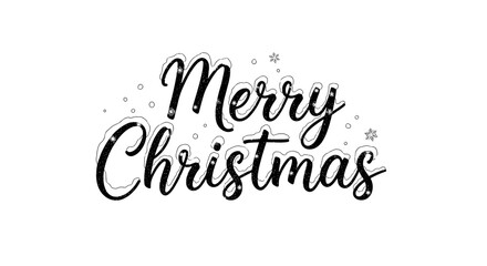 Fototapeta premium Merry Christmas typography with snow accents on white background 