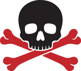 Black skull and red crossbones icon symbol danger warning hazardous risk death symbol