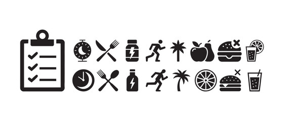 Healthy lifestyle concept with icons representing diet fitness and time, vector illustration
