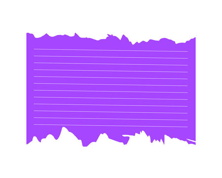 purple colored torn note paper on transparent background. PNG

