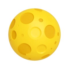 Cute Yellow Cartoon Planet or Moon with Craters 3D