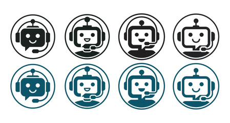 Set of Chatbot Icons for Virtual Assistant and Customer Service, vector illustration