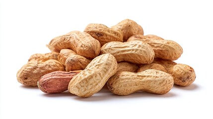 Peanuts in Shell on White Background Natural Snack Food