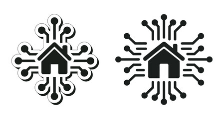 Smart Home Technology Icon Set Representing Connected Living and Automation, vector illustration