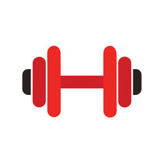 Fototapeta premium Dumbbell silhouette minimal fitness icon strength training sport vector with white background